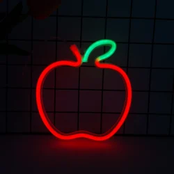 Apple LED neon lights, USB/battery powered, wall mounted decorative lights for Christmas, parties, bars, and homes