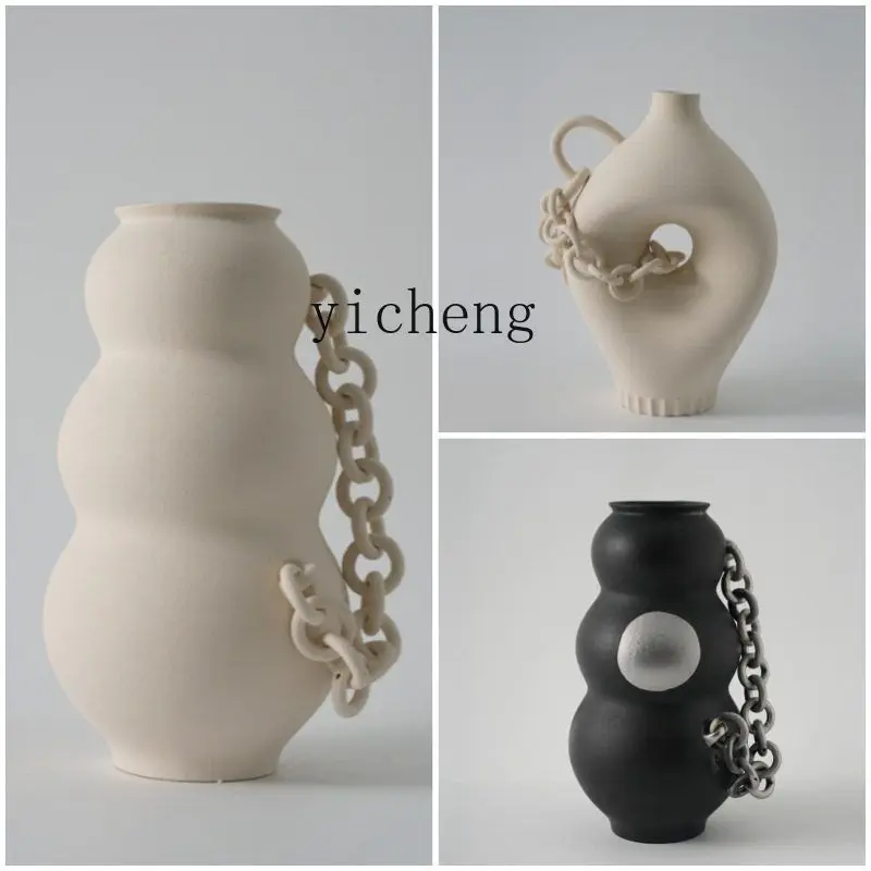 

LX ceramic vase ornament, living room with dried flowers, high-end homestay flower decoration
