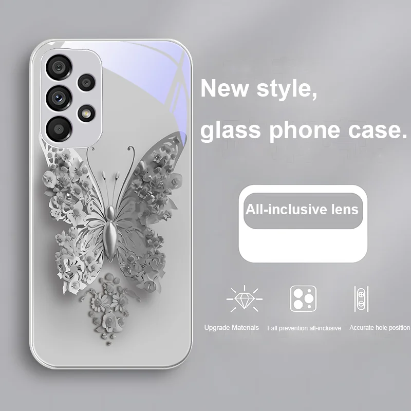 Flying Butterflies For Samsung Galaxy Note 8 9 S10 Plus S20 S21 FE S23 Ultra A70 72 73 50 51 52 53 Tempered Glass Phone Case