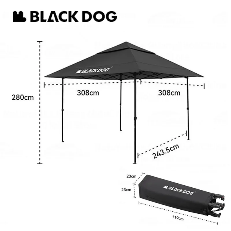 Imagem -05 - Naturehike Blackdog Jardim Abrigo de Sol Gazebo Toldo Pano de Guarda-sol 3x3m Revestimento de Prata Protetor Solar Impermeável ao ar Livre Camping Tarp