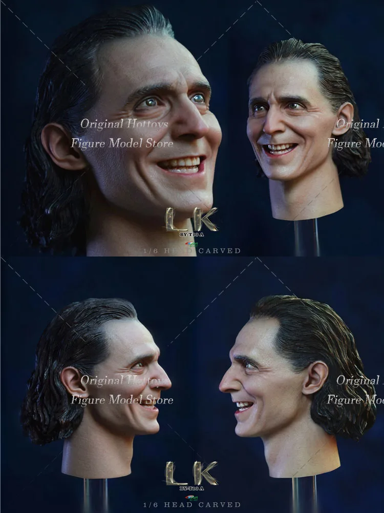 BY-ART BY-T10 1/6 Male Soldier Tom Hiddleston Head Sculpt Smile Serious Version Carving Model Fit 12-inch Action Figure Doll