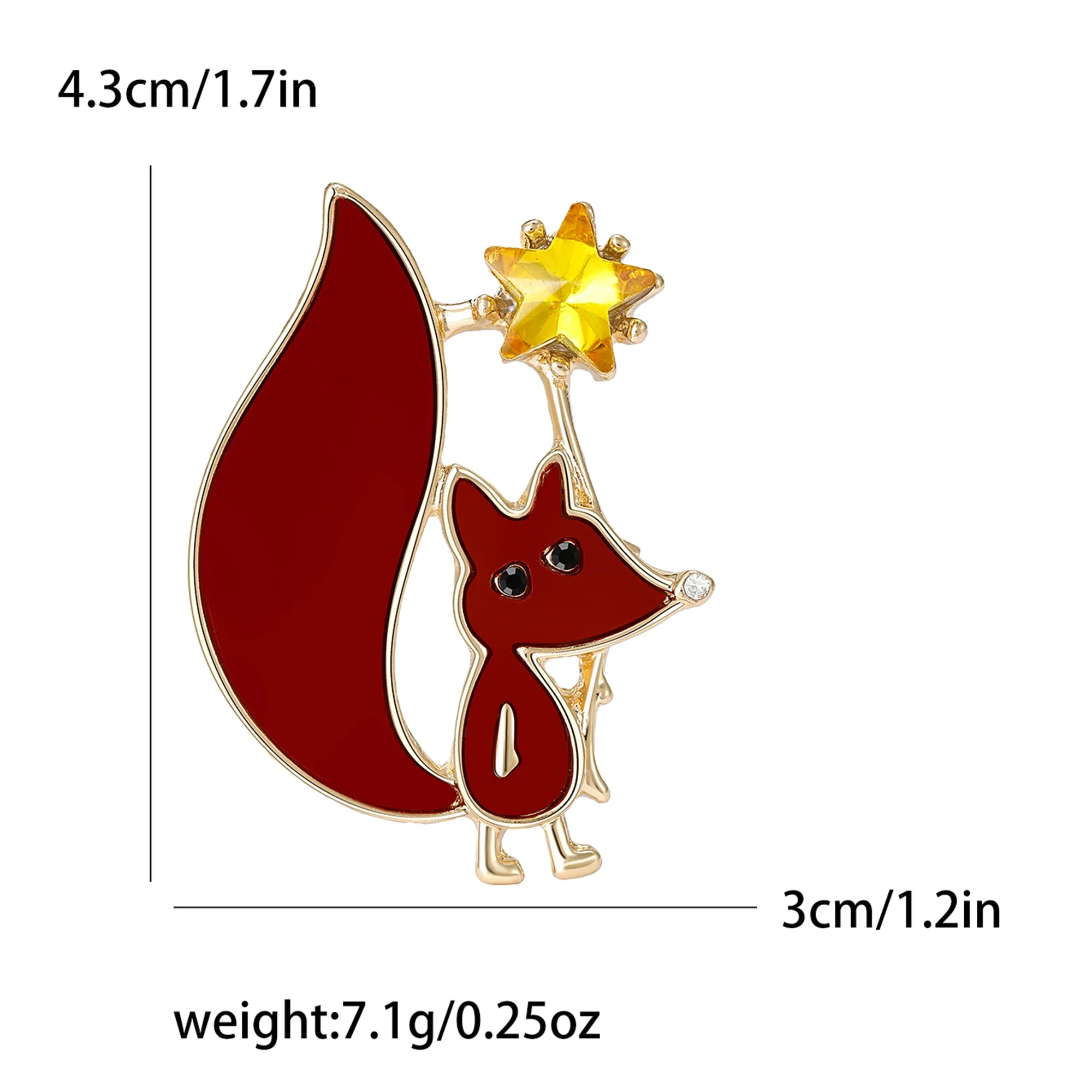 Broches de zorro con diamantes de imitación para mujer, alfileres de animales de dibujos animados bonitos Unisex, regalos para amigos, fiesta de