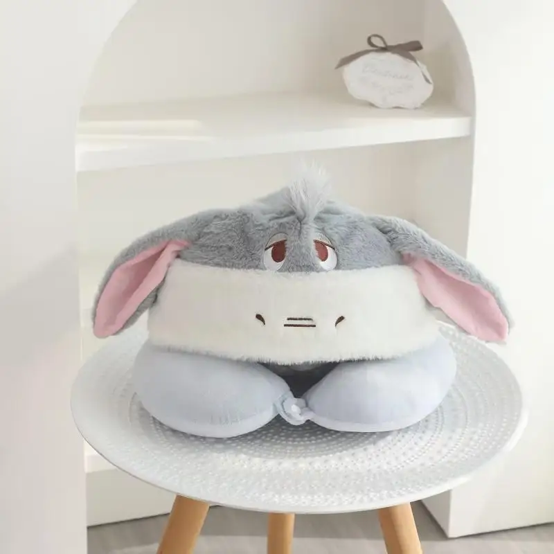 Kawaii Disney Anime Peripherals Pooh Bear Duffy Dumbo Cartoon U-Shaped Neck Pillow Lunch Break Hooded Neck Pillow