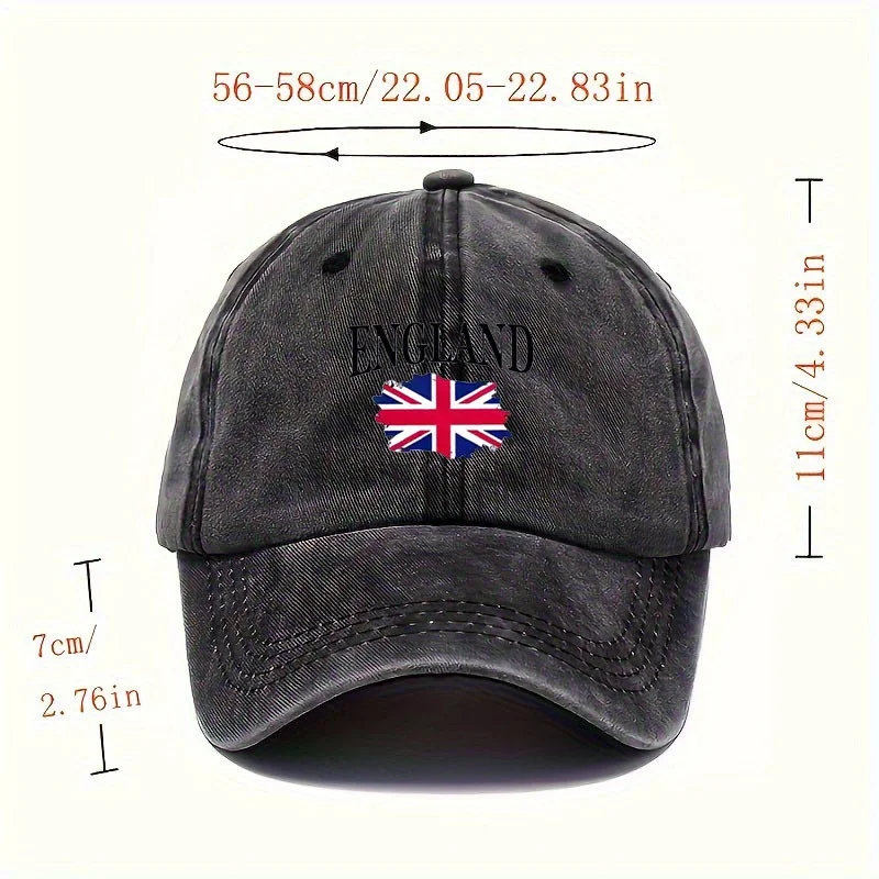 1pc Vintage British Baseball Cap - Adjustable Dad Hat with ENGLAND Text & Union Jack Flag, Lightweight Non-Stretch Fabric for Me
