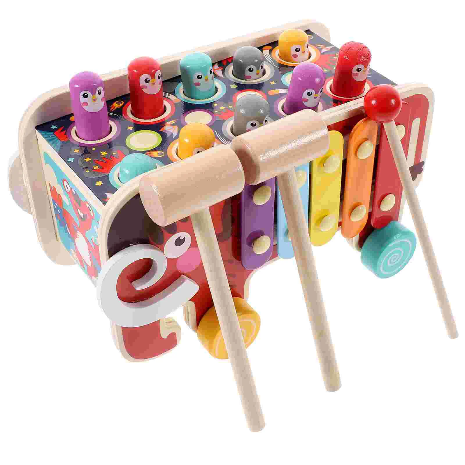 Holzspiel Spielzeug Babyspielzeug Spielzeug Kinder Kleinkind Push and Pull Hämmerung Pädagogisch Eltern-Kind-Kinder