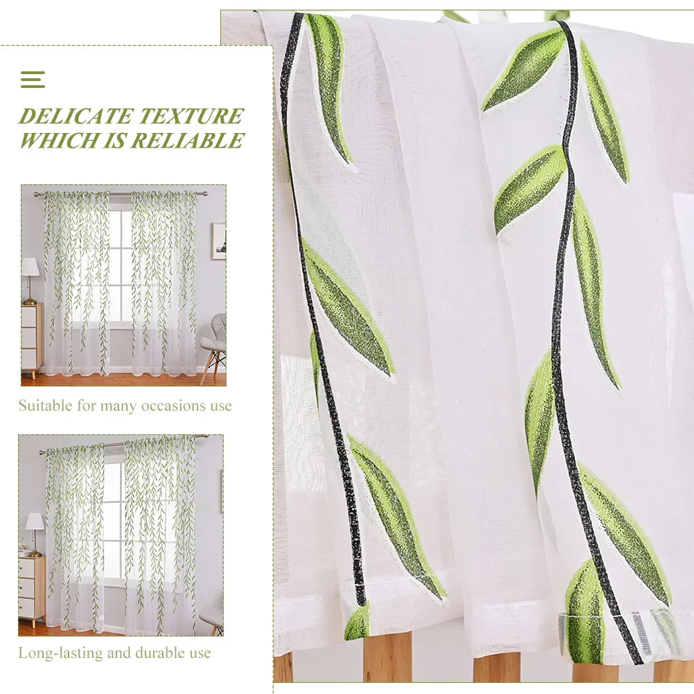 

Light Gauze Curtains Sheer Drapes Privacy Decorative See Through Backdrop Window Sheers Leaf Door Home