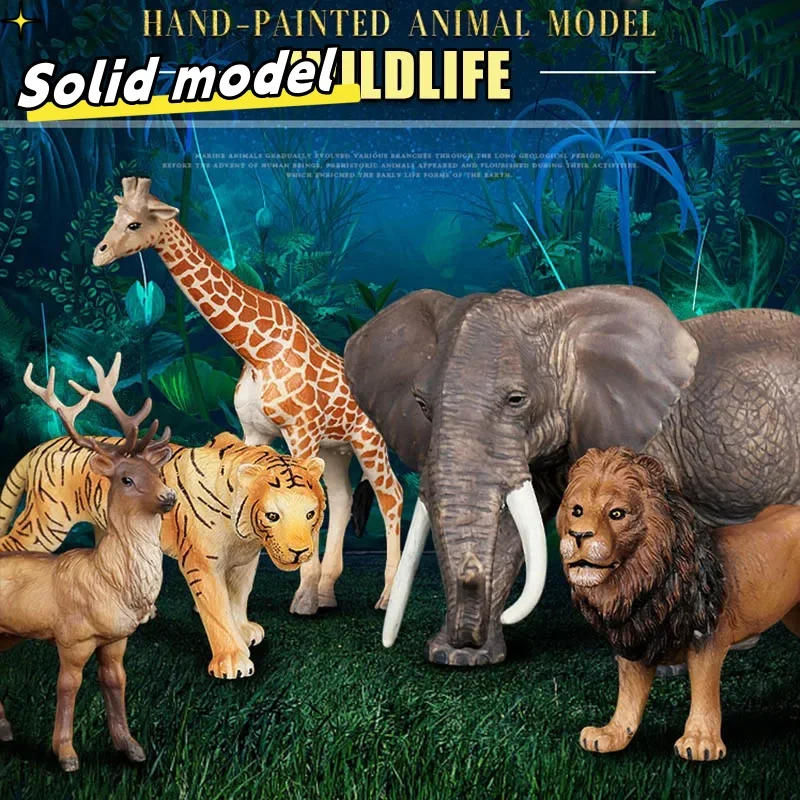 Figurines d'action animaux sauvages pour enfants, éléphant parlant, graffe, ours brun, Sika, cerf, hippopotame, zèbre, crocodile, FigAuckland, jouet de simulation