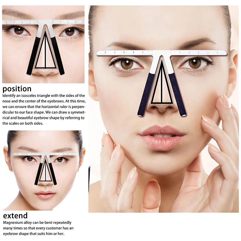 Règle de pochoir de tatouage de sourcils en acier inoxydable, modèle de mesure de positionnement de tatouage de Microblading, outils de maquillage Permanent pour sourcils