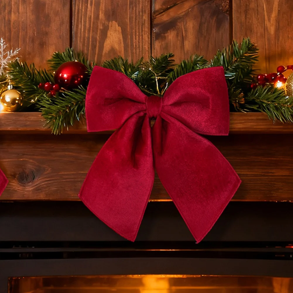 

Velvet Bow Christmas Party Christmas Tree Pendant DIY Decoration Presents Packaging Handmade Bow Stairs Fireplace Decoration