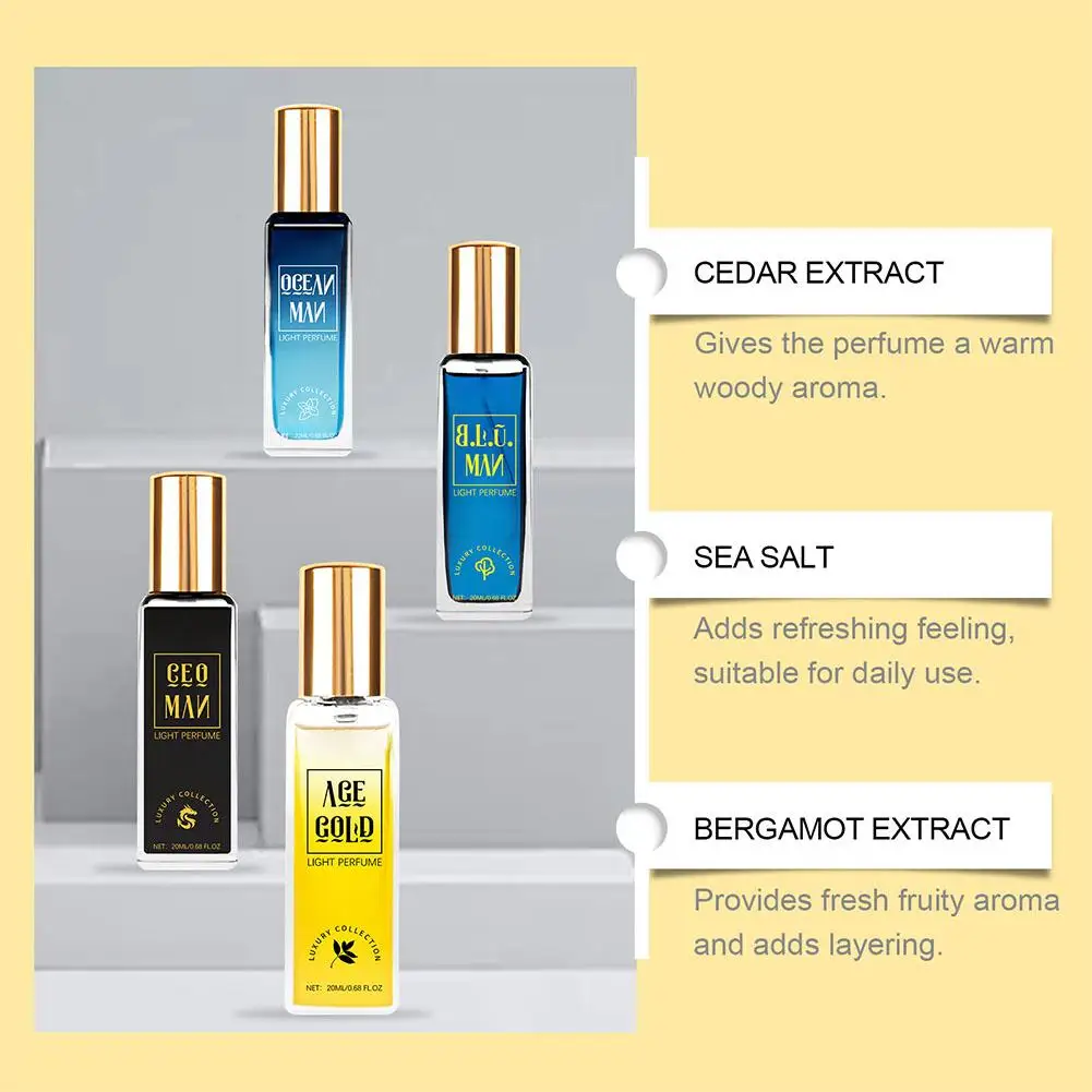 ผู้ชายสเปรย์น้ําหอมของขวัญกล่องสี่ชิ้นชุดกลิ่นหอมยาวนานโคโลญจน์ Ocean Scent ดึงดูดผู้หญิงสดธรรมชาติน้ําหอม Charming
