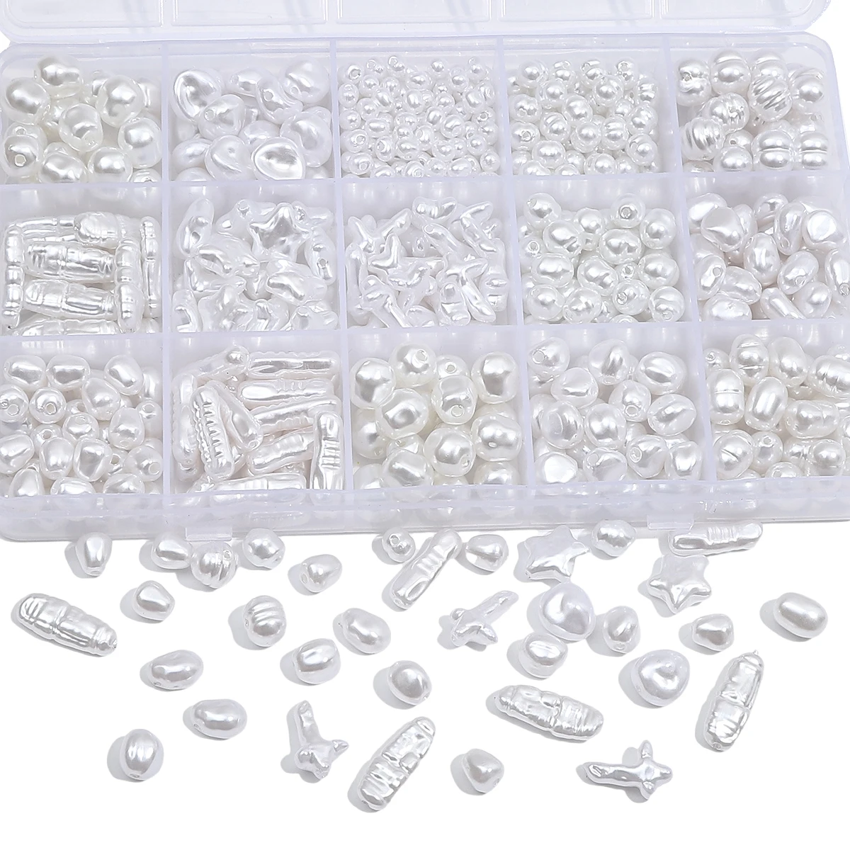 10-40pcs/pack ABS Irregular Shape Pearl Beads Multi Sizes Style Charm Loose Beads For DIY Handmade Making Necklace Accessories
