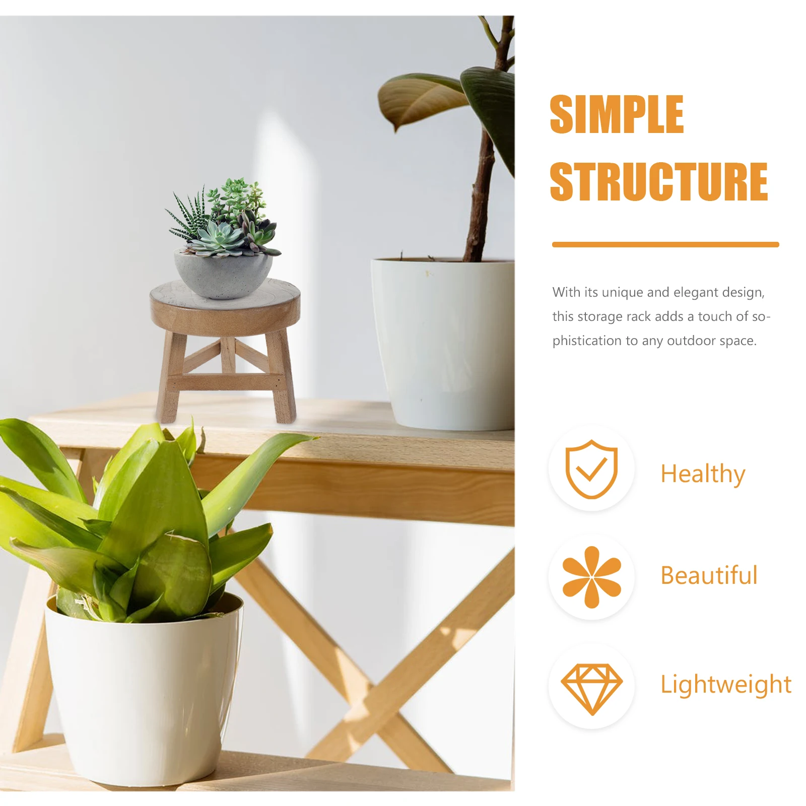 

Wooden Succulent Stool Multi-Functional Plant Storage Rack for Balcony Garden Outdoor Space Decor Wood Plant Stand