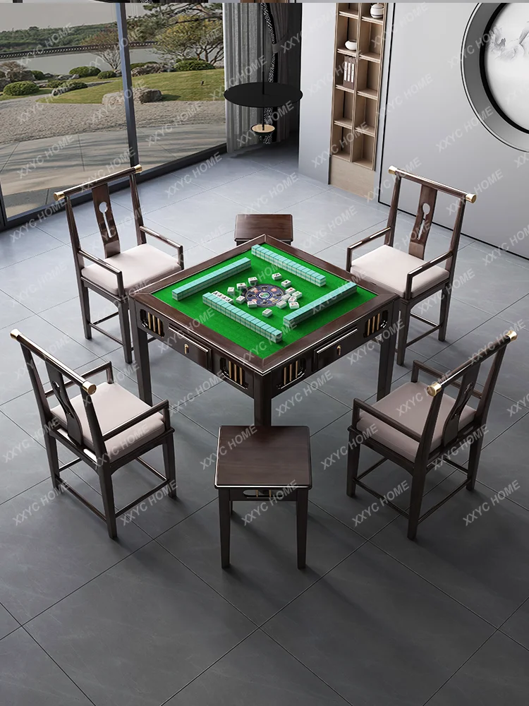 Solid Wood Mahjong Table Dining Table Dual-Use Dining Table Integrated New Chinese Mahjong Machine Automatic Household Tea Table