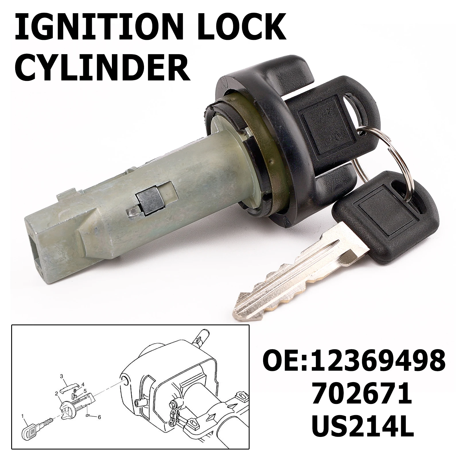 12369498 702671 Pickup Truck Ignition Key Lock Cylinder With Keys Replace For GMC C1500 Suburban 95-97 Pontiac Oldsmobile Isuzu