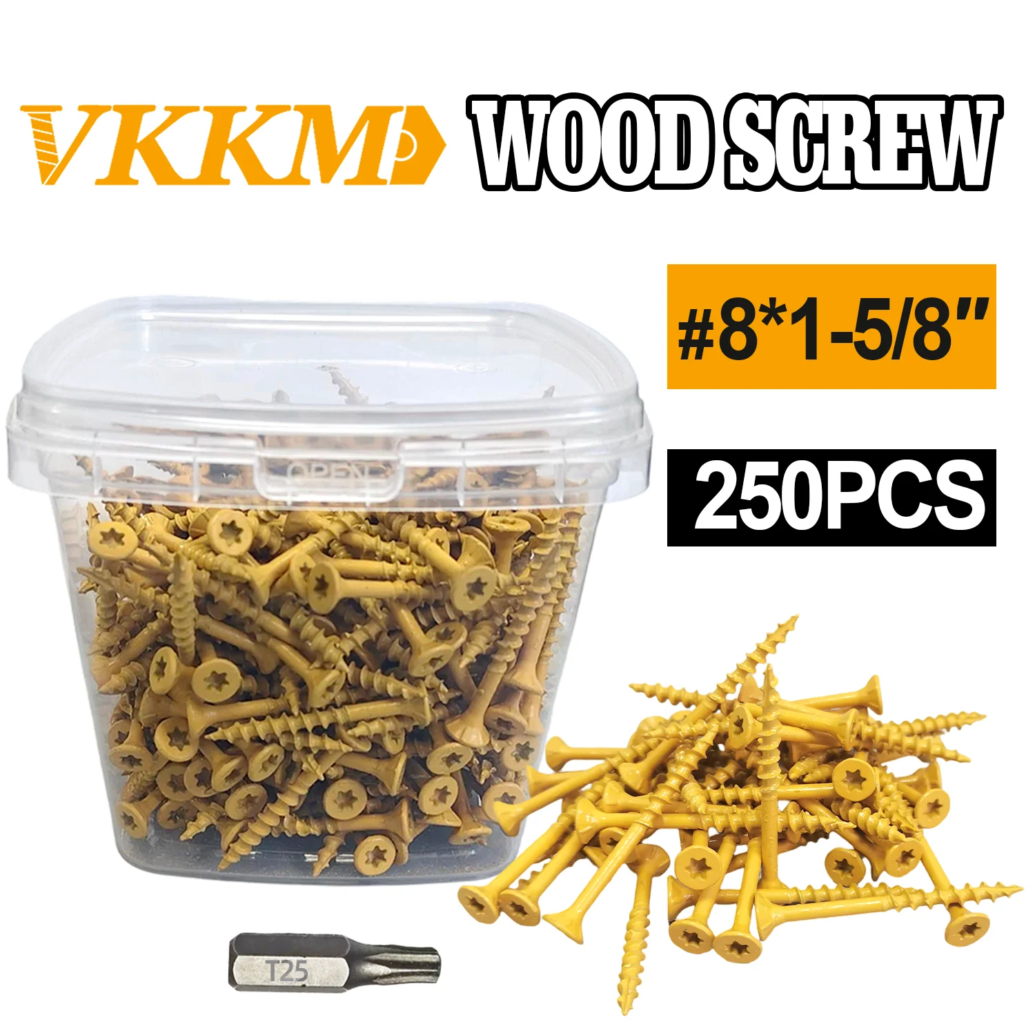 

Винты для палубы VKKM 1-5/8 дюйма, шурупы по дереву # 8 x 1-5/8 дюйма, 250 шт., устойчивое к ржавчине покрытие, винты T25, звездочка T25 в комплекте, коричневый