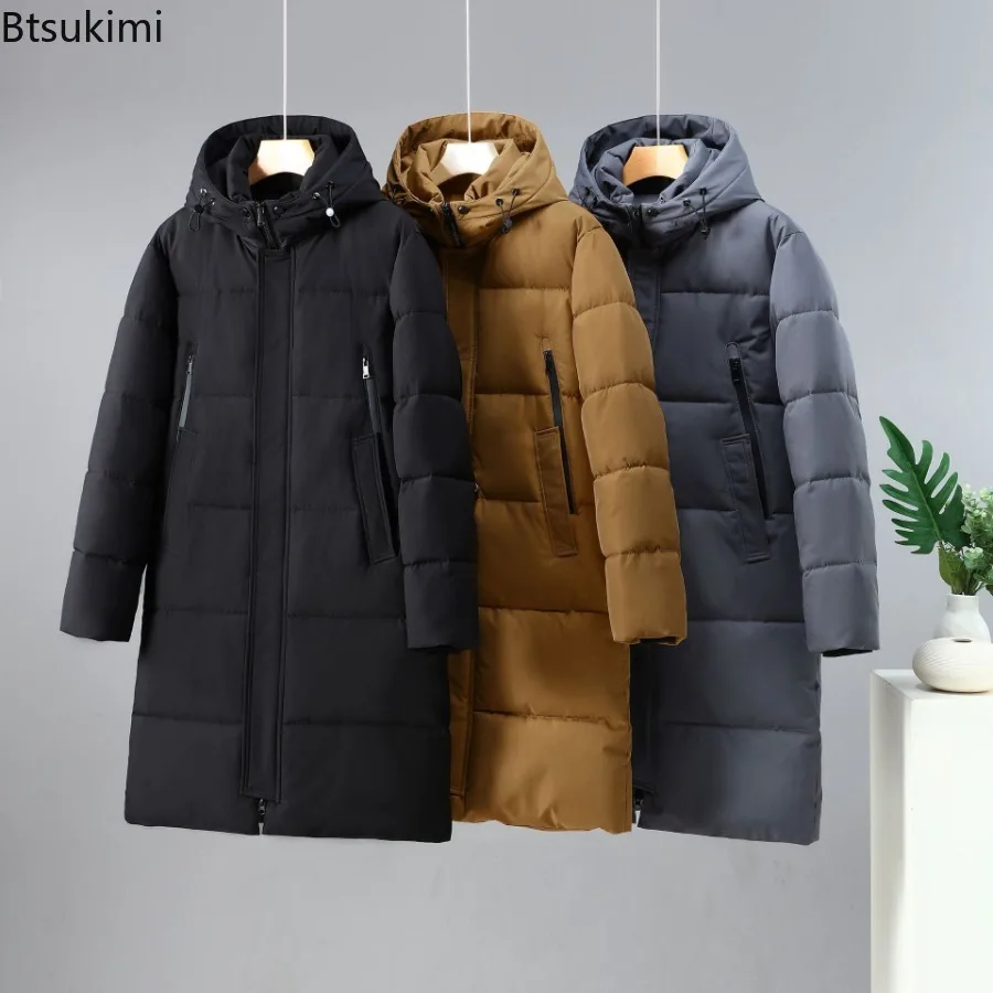 Winter Men's Long Parkas Oversized Thicken Male Coat High Quality Fleece Casual Padded Jackets Men Clothing Outwear Warm Jacket