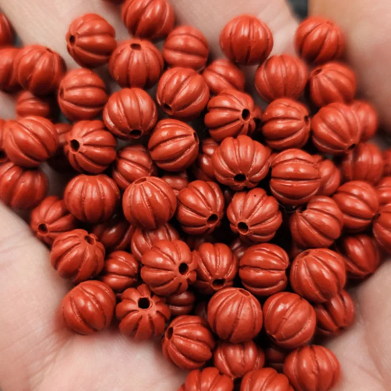 1pcCinnabar Pumpkin Beads Jade Scattered Beads Red Sand Melon BeadsdiyBracelet Necklace Accessories Beads Wholesale