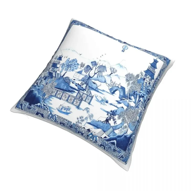 Chinoiserie Blue White Willow Plate Pillowcase Porcelain Dakimakura Pillow Case Decorative Cushions Cover Home Sofa Bed Bedding