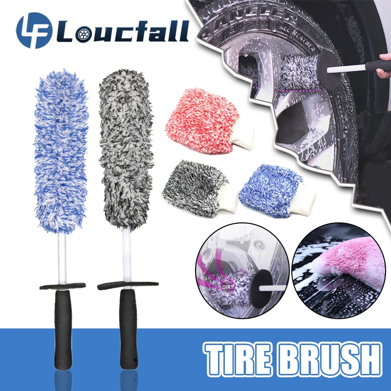 Car Wheel Brush Microfiber Towel Wash Car Handle Washing Wheel Rim Spoke Wheel Barrel Caliper Cleaning Brush Articles for Cars