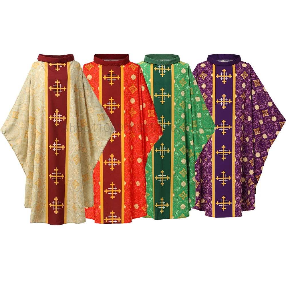 

New Medieval Men's Church Pastor Celebrant Chasuble Priest Vintage Robe Gown Cape Cassock Vestment Cosplay Costume