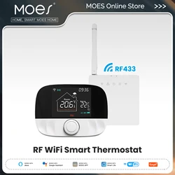 Termostato inteligente Wifi RF433 y aplicación de Control remoto, transmisor y receptor, perilla equipada, Control de botones, funciona con Alexa y Google Home