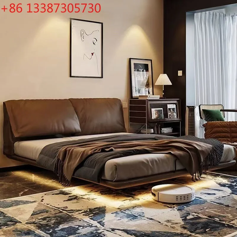 

Кровать с подвесной системой Elephant Ear и регулировкой по высоте, современная, легкая роскошь, новая кожаная кровать