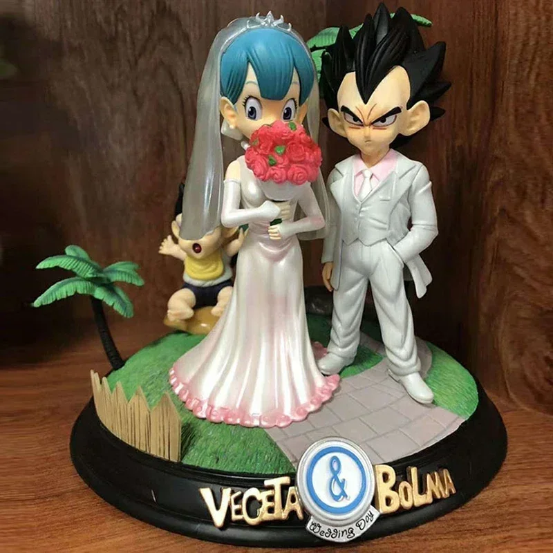 Anime Dragon Ball Z 22cm Vegeta And Bulma Wedding Day Romantic Human Shape Pvc Figurine Table Decoration Model Toys Kids Gifts