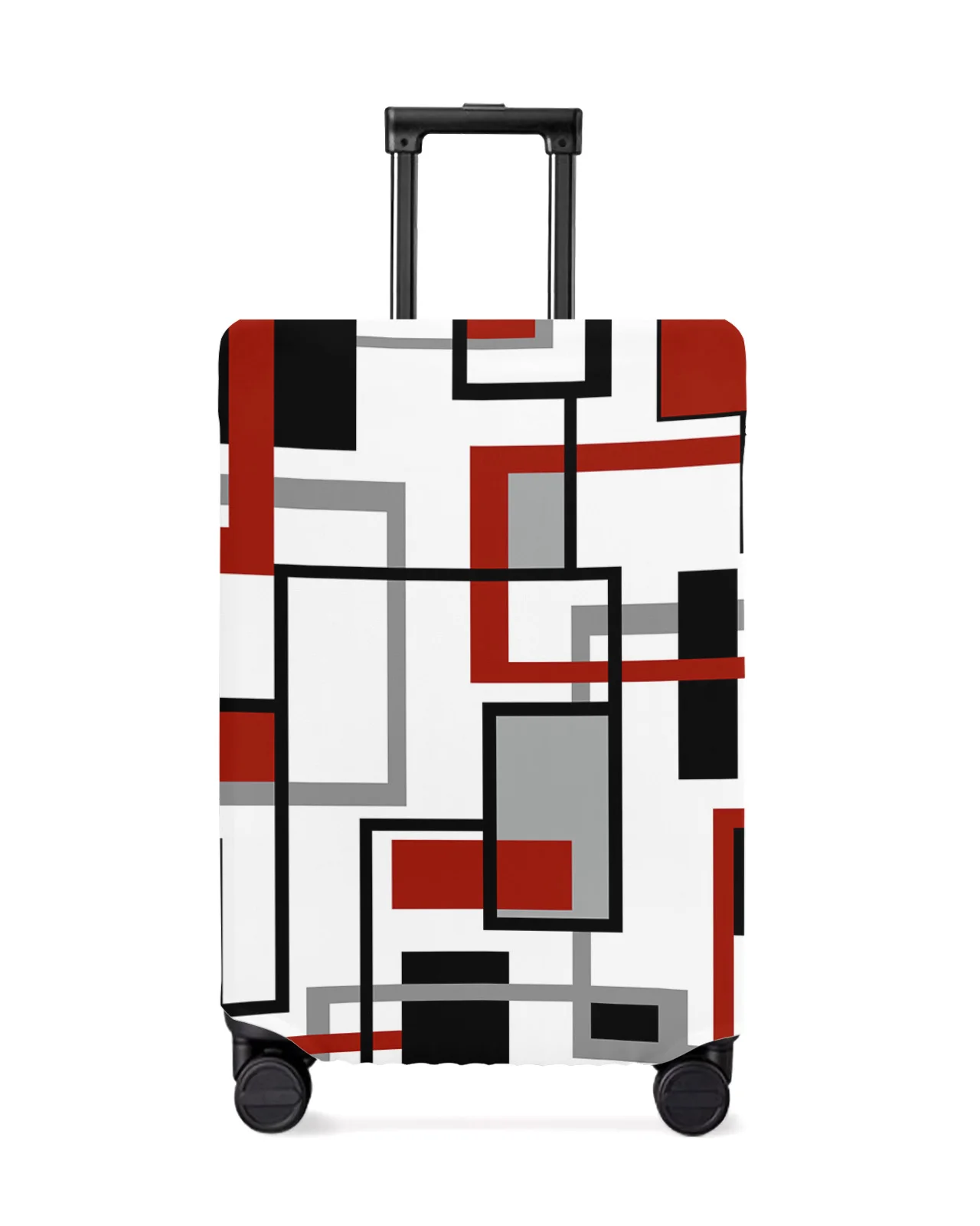 Nordic Retro Medieval Geometric Abstract Red Luggage Cover Stretch Baggage Dust Cover for 18-32 Inch Travel Suitcase Case