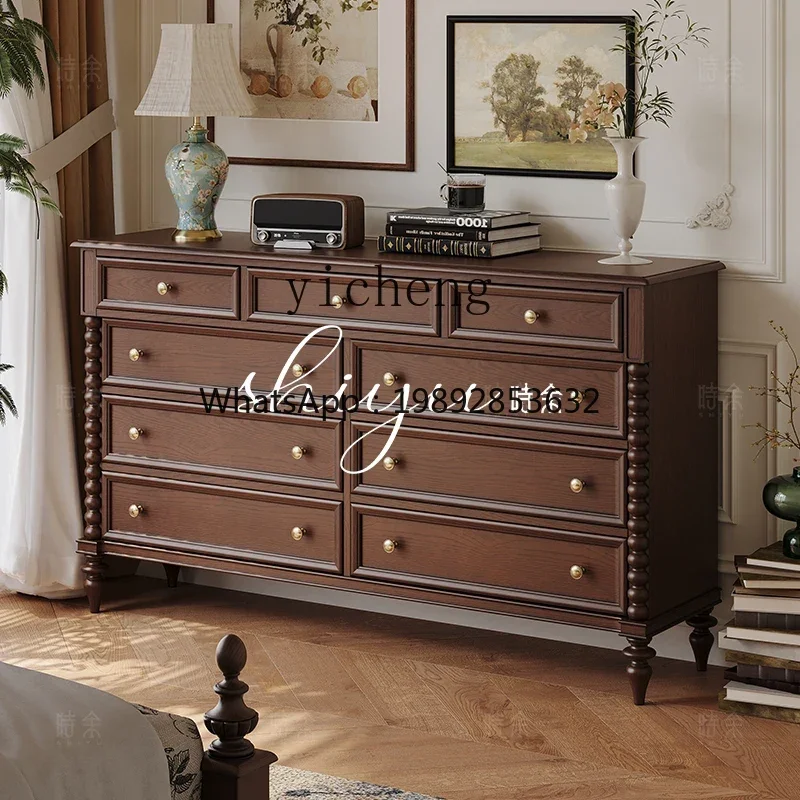 AZ Locker American Solid Wood Nine Bucket Cabinet Alley Cabinet Middle Antique Bedroom Bedside Drawer Cabinet