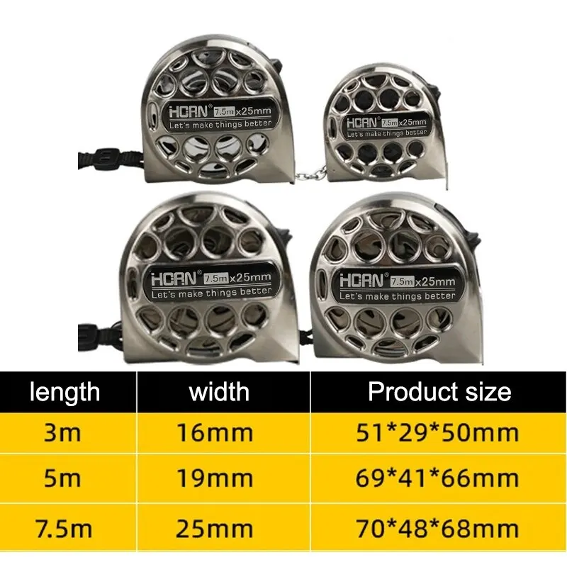 3/5/7.5M Metric Tape Measure Stal nierdzewna Antykorozyjna Chowana metryczna Linijka Puste narzędzie pomiarowe do obróbki drewna