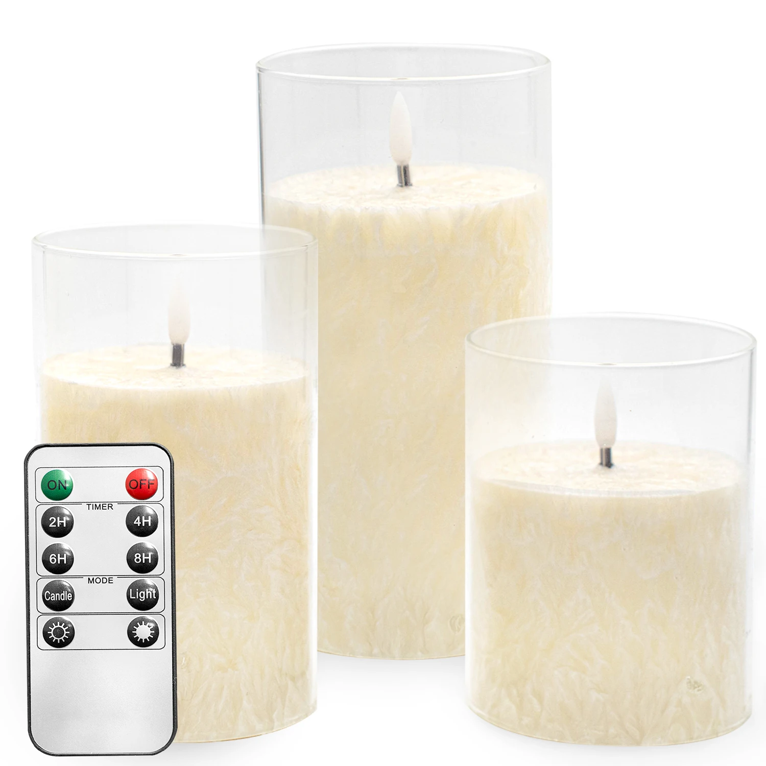 3 Pcs Flameless LED Candle Flickering Electronic Paraffin Wax Glass Candles Night Light  for Home Wedding Party Christmas Decora