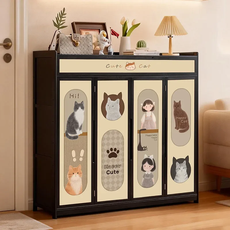 Cartoon Home Shoe Cabinet Entrance Storage Locker Multi-layer Shoe Rack Integrated Door Organizer for Hallway Closet Space