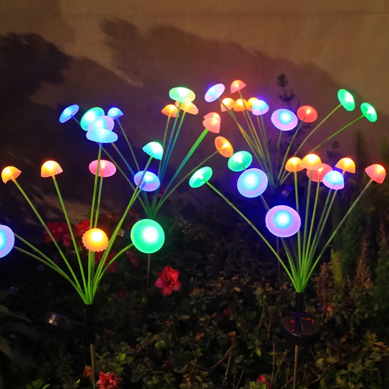 6LEDS Silicone Mushroom Solar Powered Outdoor Lights Lawn Lamp Garden Tree Ground Plug Light Landscape Light