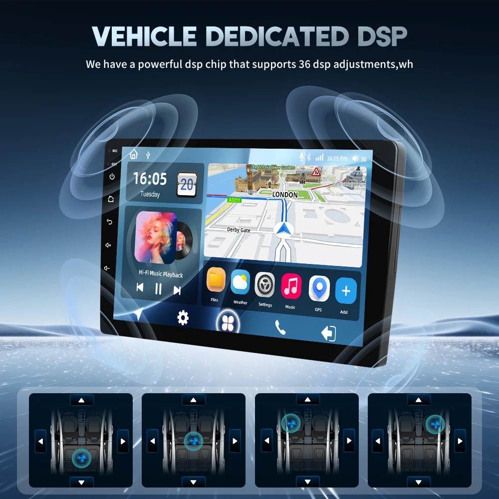 Radio Estéreo para Auto Android 2DIN Podofo Qualcomm 8Core para Land Rover Freelander 2 2007-2012, Navegación GPS, Carplay, Android Auto, BT 6