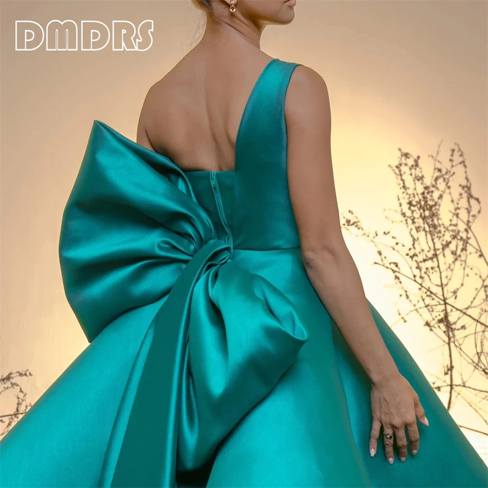 Fashionable Satin Formal Dress With Big Bow Decoration One Shoulder Long Ball Gown Evening Dresses Custom Made Size