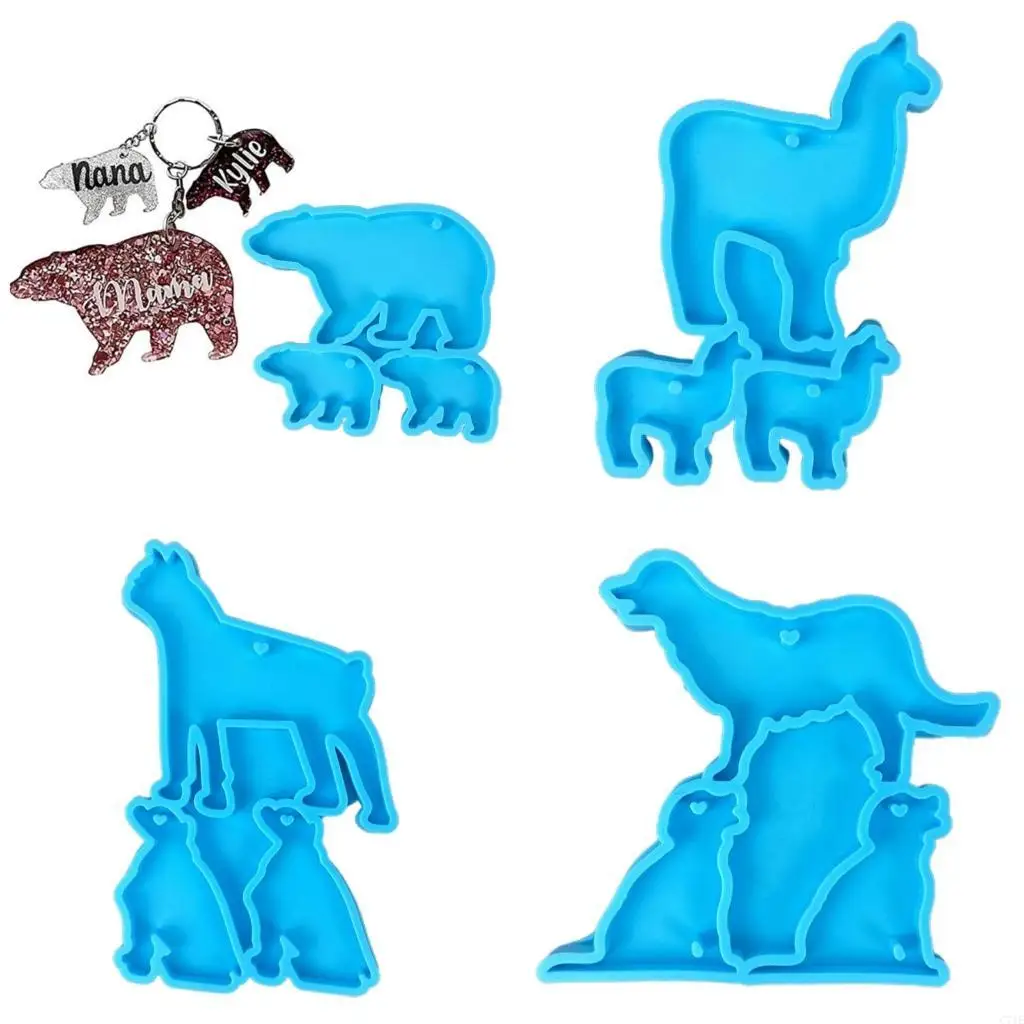 Animal Families Pendants Silicone Molds Animal Family Keychain Casting Mold Handmade Necklace Earrings UV Resin Mold