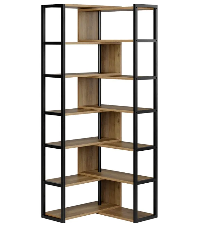Home Office 7th Floor Turn Corner Rotating Bookshelf Storage Display Shelf Bookcase