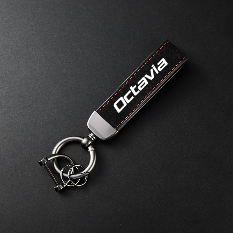 For Skoda Octavia 3 A7 vrs 2 mk3 A5 Auto Interior Accessories Leather Suede Keychain Car Sport Key Ring
