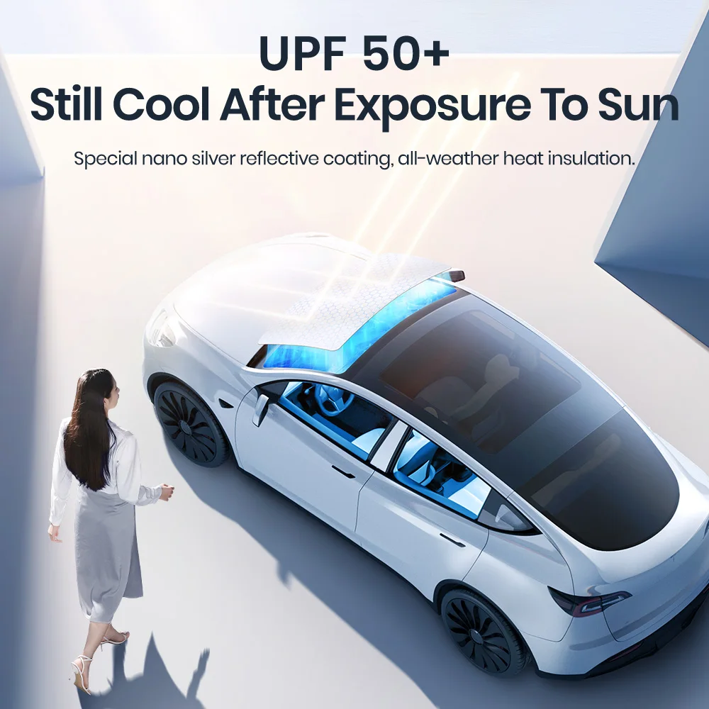 YZ สําหรับ Tesla รุ่น 3 รุ่น Y รถ Windshled ม่านบังแดดด้านหน้า 360 ℃   หมุนรถ UV Cover Sunshade 2024 อุปกรณ์ตกแต่งรถยนต์ Sun Visor