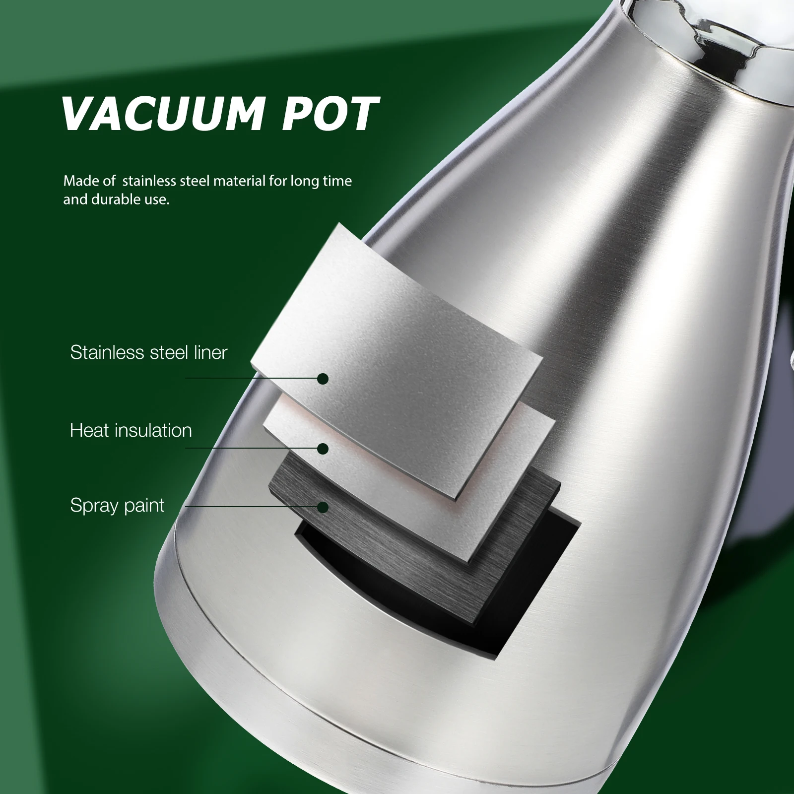 

Stainless Steel Thermal Bottle 500ml Insulated Leak-Proof Coffee Jug Double Wall Vacuum Pot for Home Office Travel