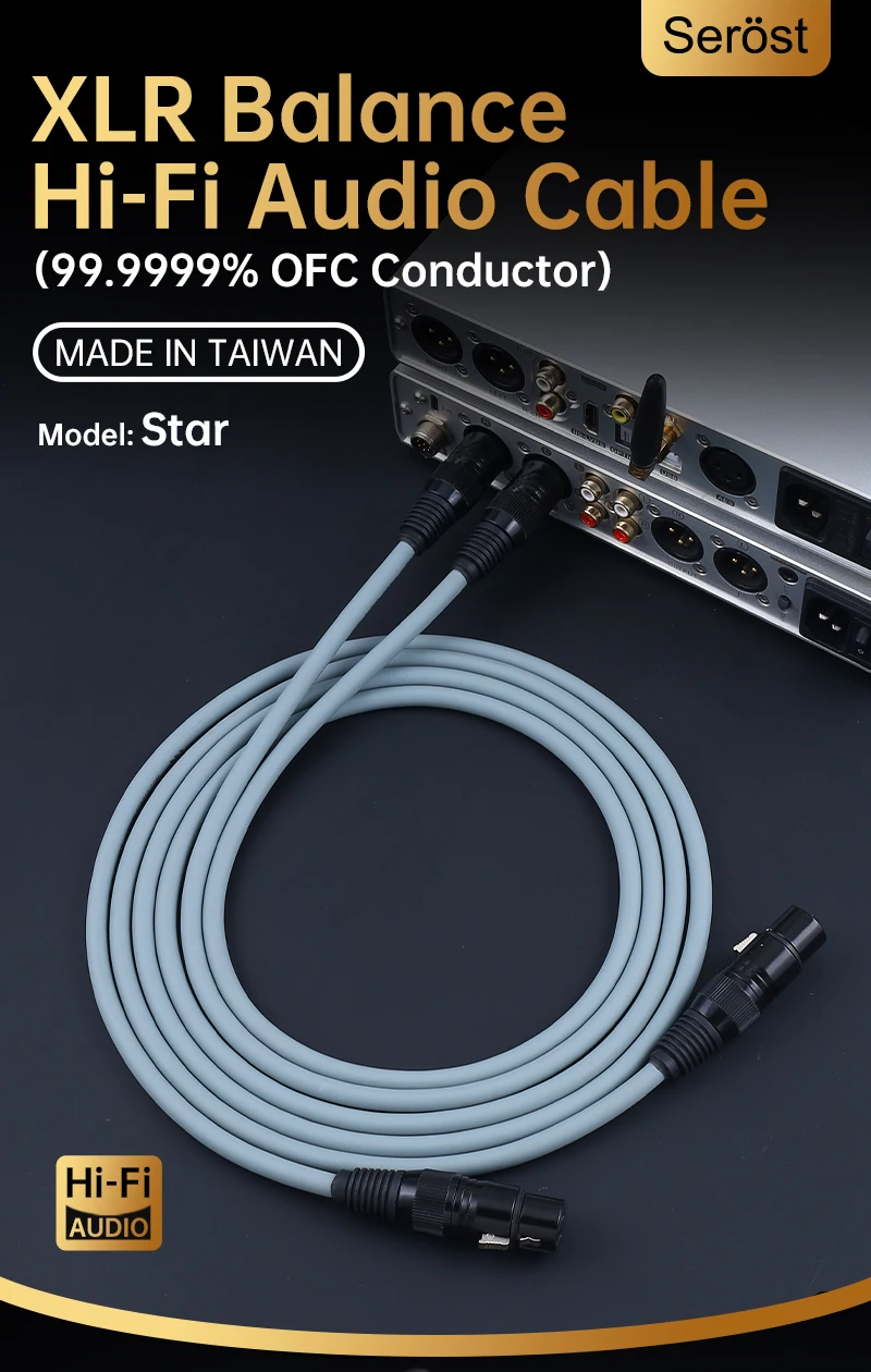 Serost Star HiFi Audio OFC-Balancekabel aus sauerstofffreiem Kupfer, XLR-Buchse auf Stecker für CD, DAC, DSP, Verstärker, Lautsprecher – Detail 1