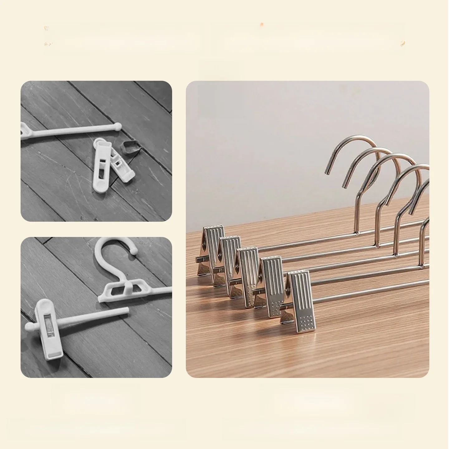 Thickened Core Stainless Steel 304 Clothes Hanger with Clip for Dryer Home Use Metal Pants Hanger High Temperature Resistant ...