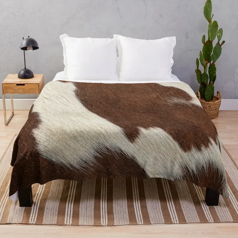 Rusty Brown Cow Skin (graphic illustration, digital, smooth print) Throw Blanket Blankets For Bed Soft Plush Plaid Blankets