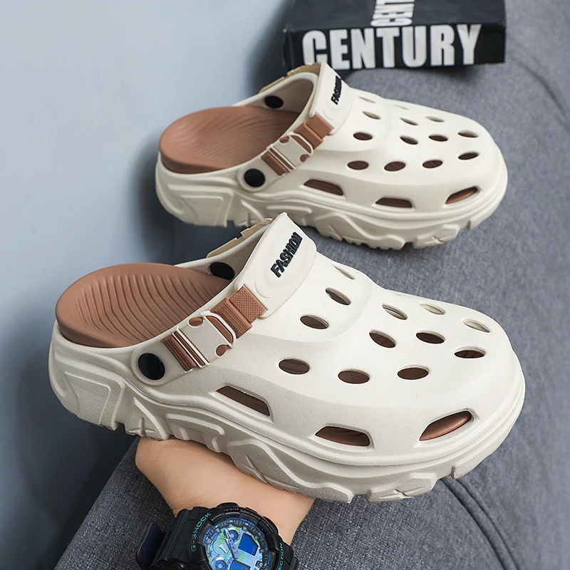 Men's and Women's Couple Style Summer Outdoor Non-Slip Anti-Odor Closed-Toe Slippers, Large Size Beach Sandals and Slippers for