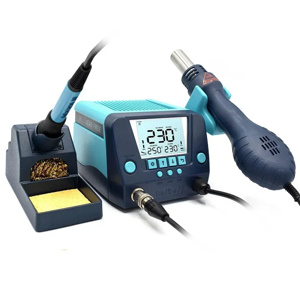 New BK881 Adjustable 2 in 1 Soldering Station Hot Air gu 560W Digital Rework Station Plug Heating Core 90W Soldering Iron