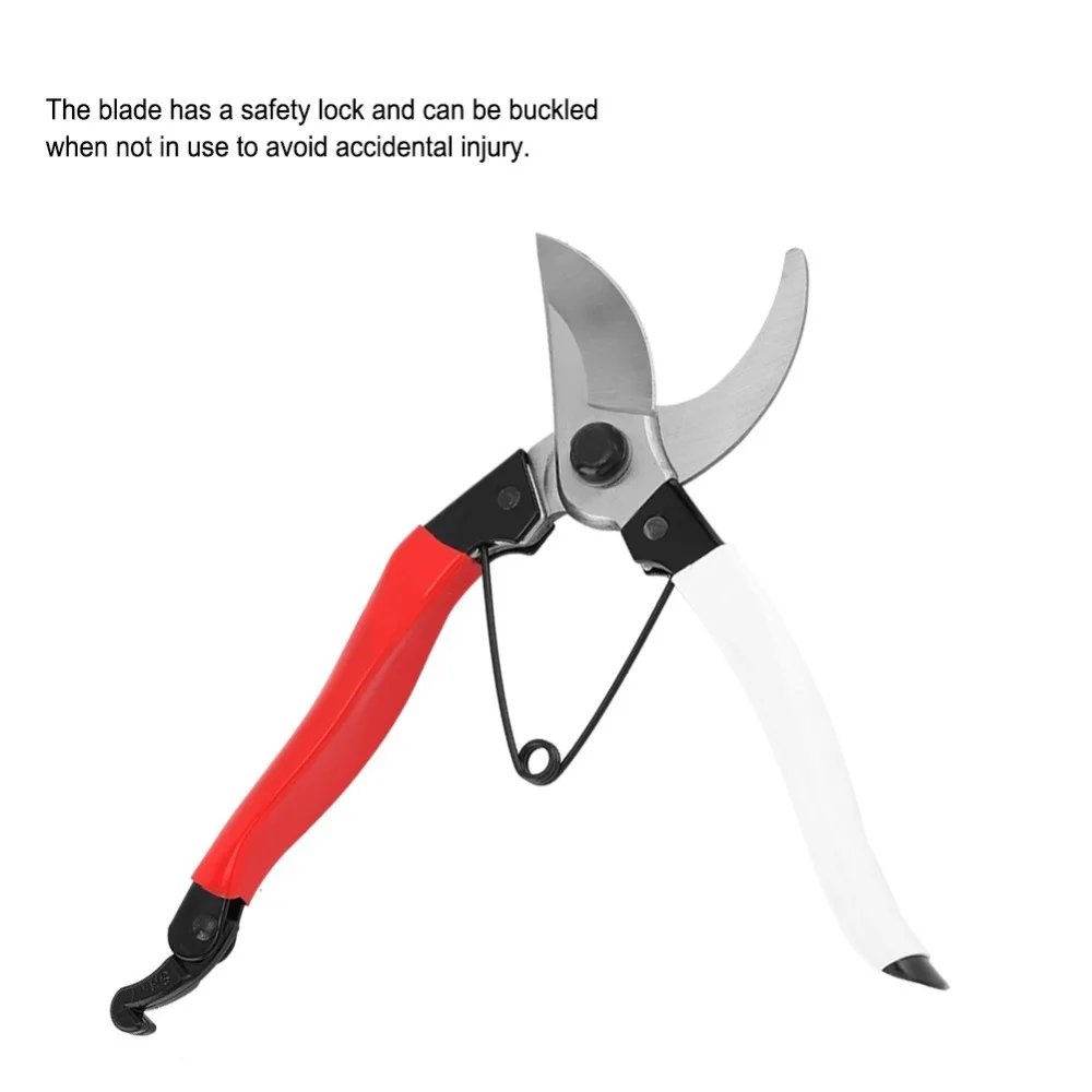 High Carbon Steel Pruning Shears Ergonomic Handle Elbow Design Garden Scissors Silver and Red Sharp Blades Bypass Pruning Shears