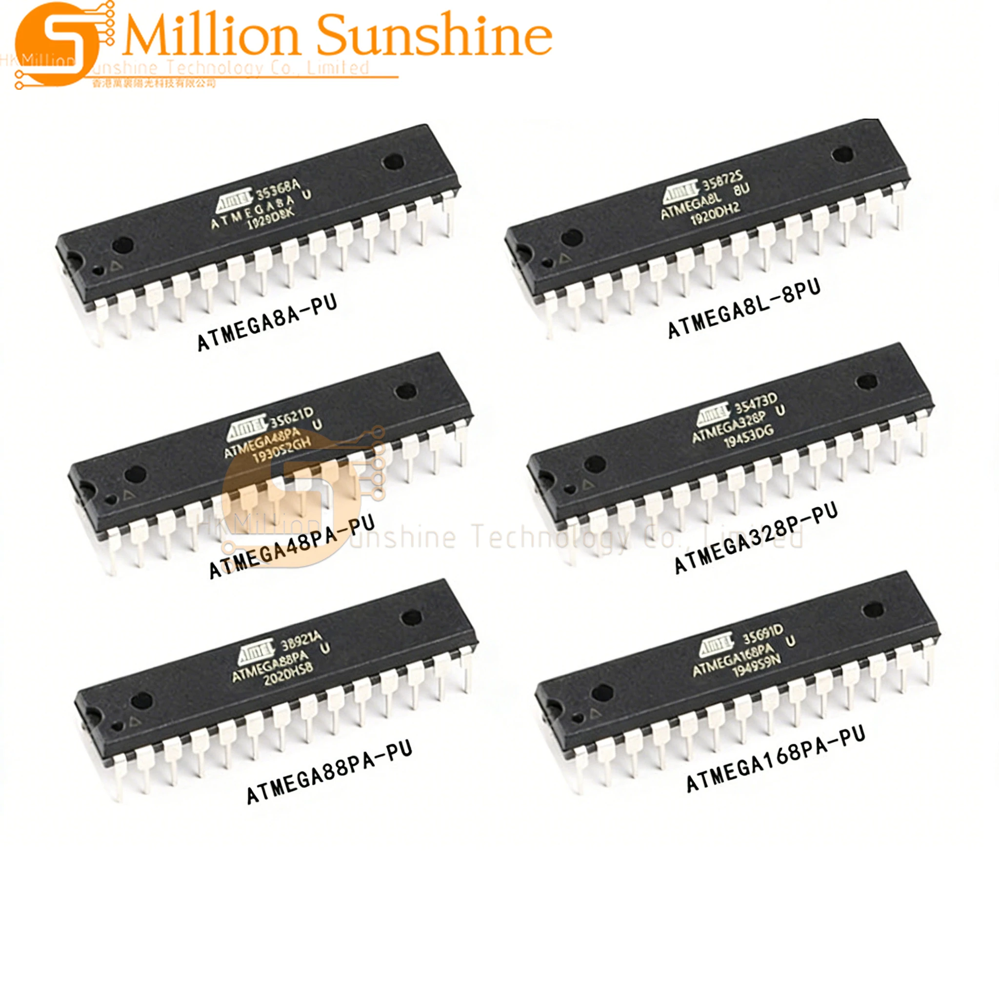 2pcs ATmega162-16PU ATmega32A-PU ATmega16L-8PU ATmega8L-8PU ATmega8-16PU ATmega8A-PU DIP-40 DIP-28 AVR MCU 8-Bit Microcontroller
