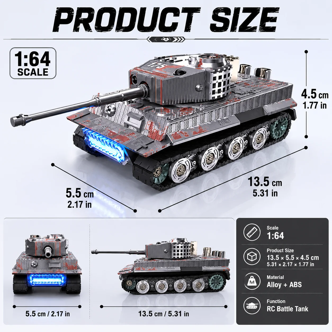 1:64 Alloy RC Tank Battle Set 2.4G Infrared Combat Tanks with Battlefield Scene Two Player Parent-Child Interactive Toy