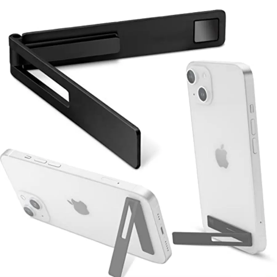 Mini Phone Kickstand, Folding Invisible Portable Metal Cell Phone Stand Holder for Desk, Compatible with iPhone, Samsung and Al