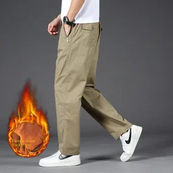 Mens Cargo Cotton Pants Men Pocket Loose Straight Pants Plus Size 6xl 130KG Autumn Winter Pockets Thicken Fleece Outdoor Pants